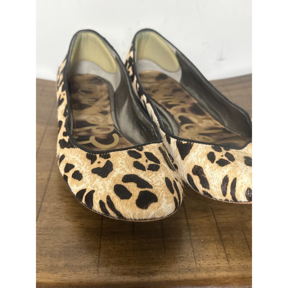 Sam Edelman Women’s 8.5 Leopard Calf Hair Ballet Flats Studded Animal Print - Picture 7 of 11